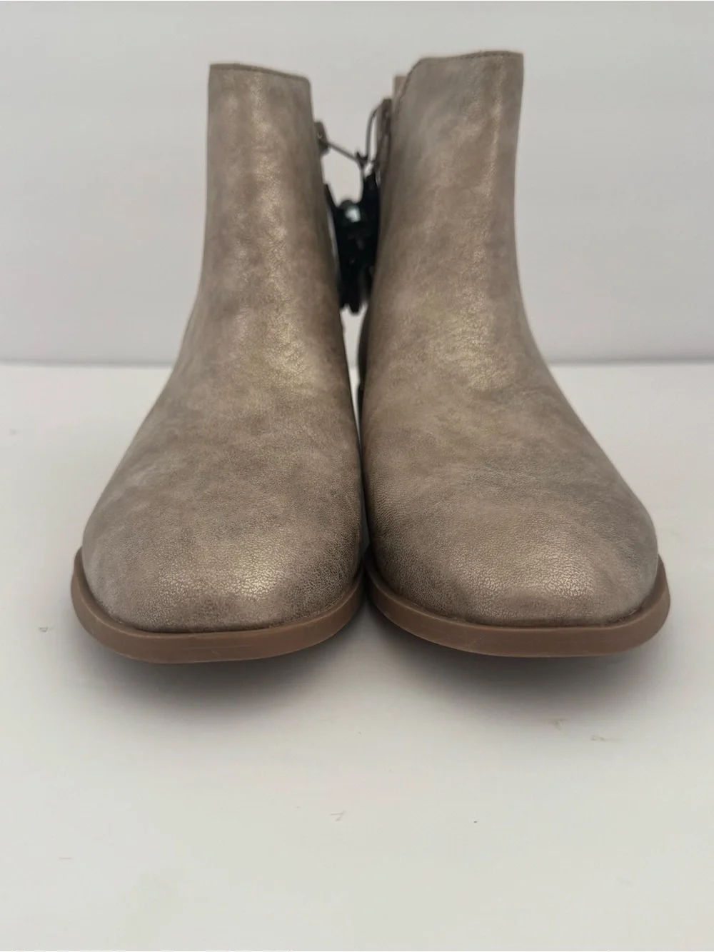 Girls 6 Taupe Ankle Boots Booties Side Zip Low Heel Chelsea Casual Fashion Shoes